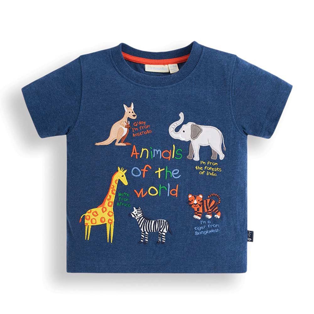 英國 JoJo Maman BeBe - 超優質嬰幼兒/兒童100％純棉短袖上衣/T-shirt/動物T-動物樂園