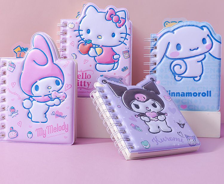 卡通不規則造型線圈手帳筆記本-卡通人物酷洛米-紫色 (17.7x12cm)