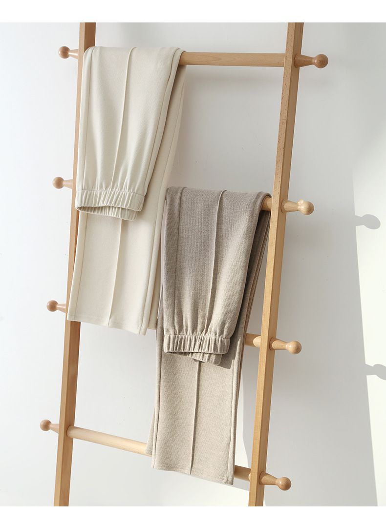 高腰直筒垂墜感闊腿長褲-灰色