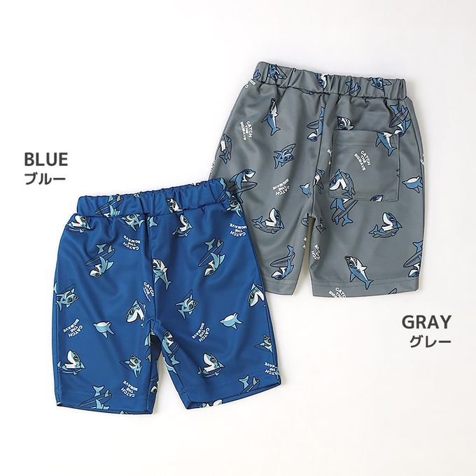 日本 ZOOLAND - 接觸冷感 透氣鯊魚印花短褲-深藍