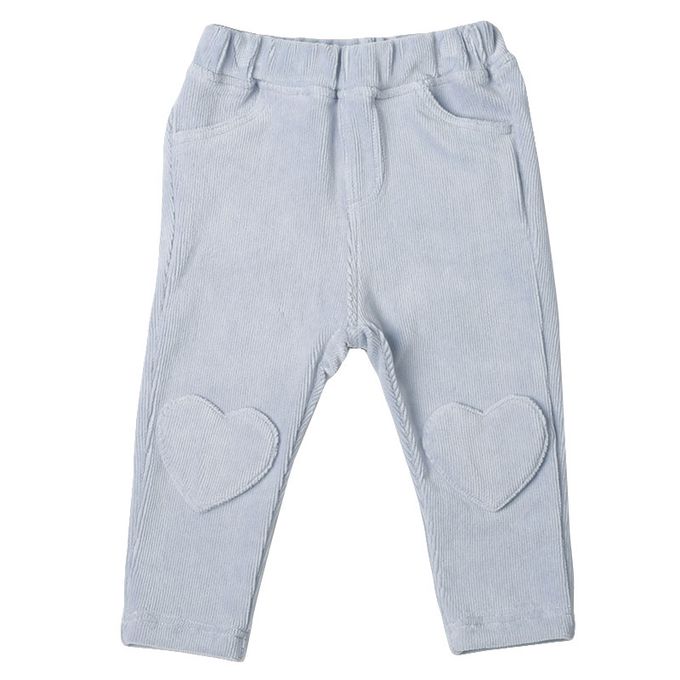 akachan honpo - 10分燈心絨褲-膝蓋圖案-淺藍色