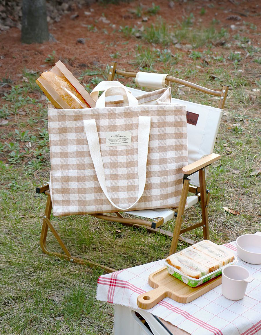 韓國 Conitale - 大容量防潑水束口購物袋/野餐袋/旅行袋-深藍 (46X35X25cm)