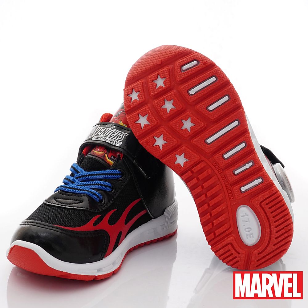 漫威MARVEL - 台灣製漫威機械盔甲高筒電燈運動鞋(中小童段)-運動鞋-黑紅