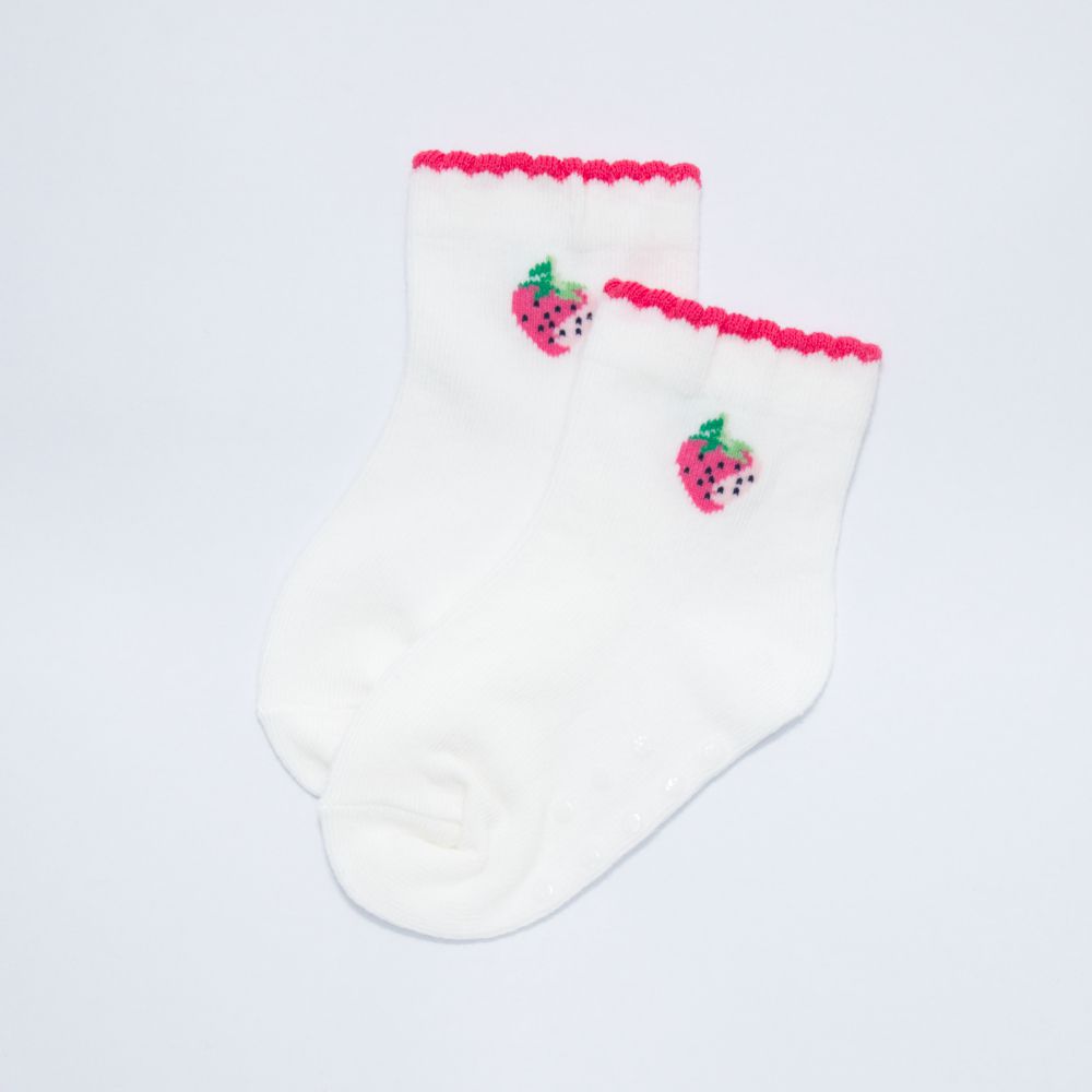akachan honpo - 襪子-小草莓-米白色