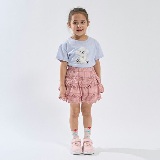 日本 Lycee mine - 100%棉 甜蜜印花短袖上衣-緞帶櫻桃-米白