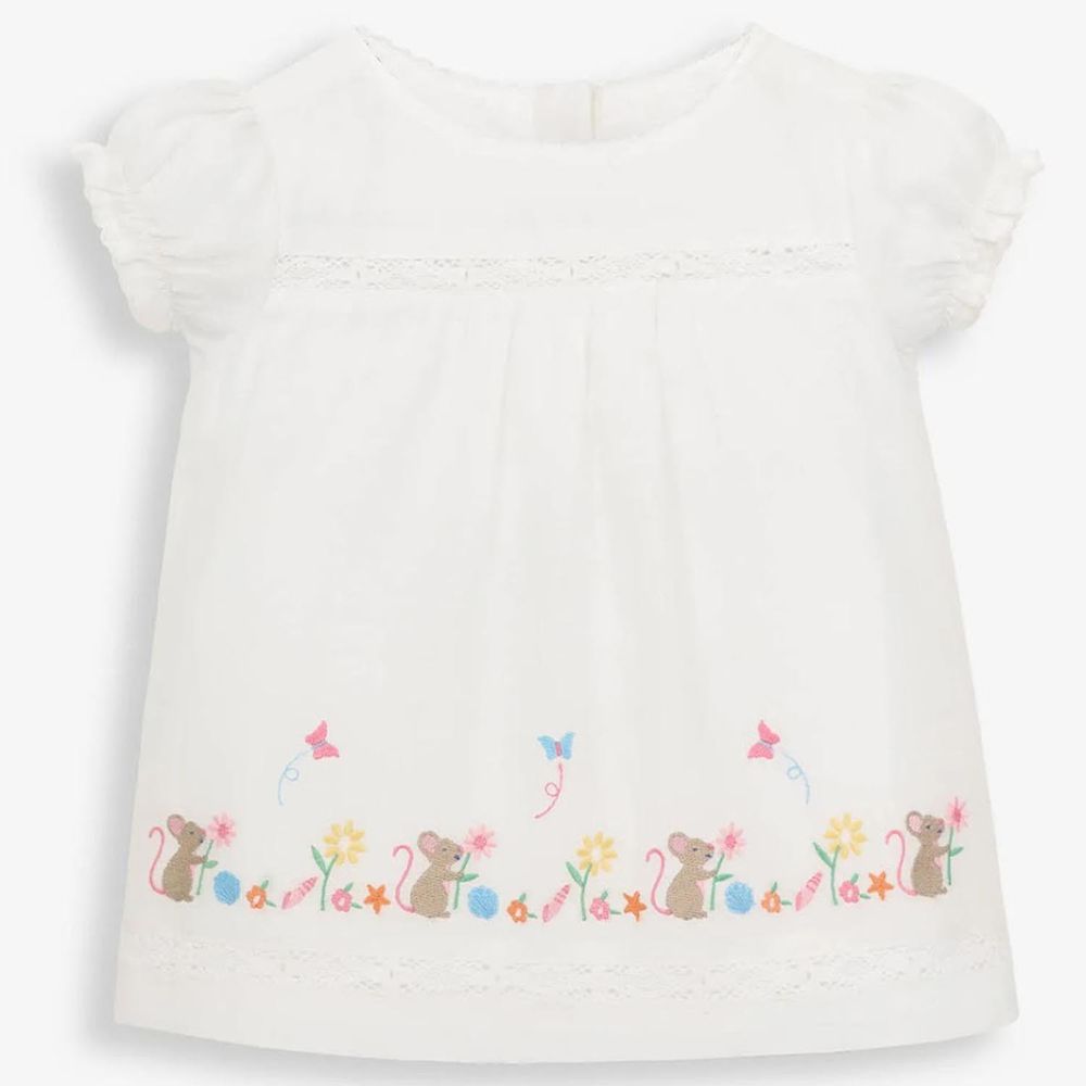 英國 JoJo Maman BeBe - 超優質嬰幼兒/兒童100% 純棉短袖上衣-甜美鼠寶
