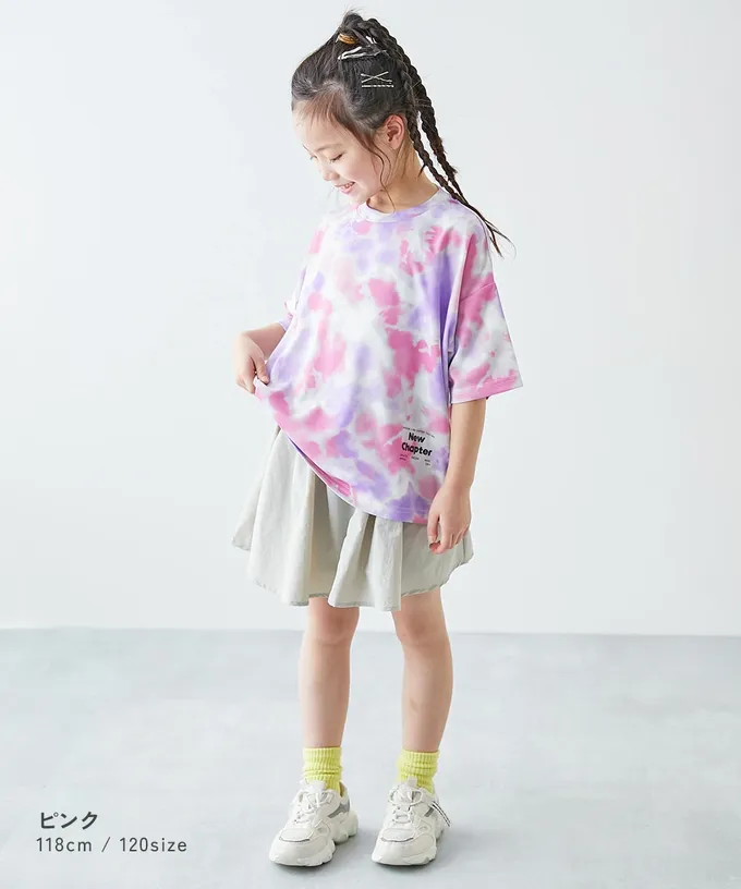 日本 devirock - 涼感速乾網眼 暈染印花短袖上衣-粉紫