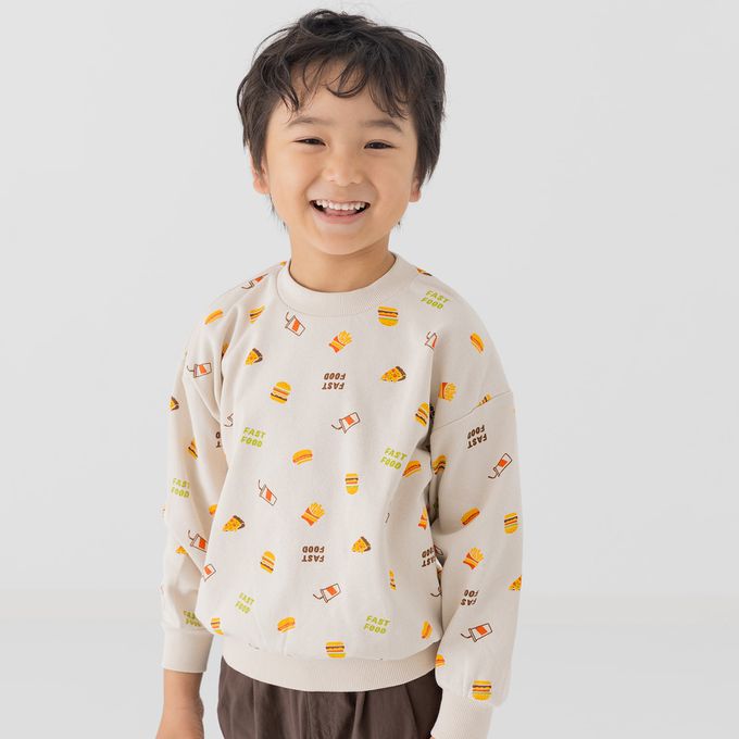 日本 Chil2 - 100%棉 裏毛滿版印花上衣-星月-淺藍