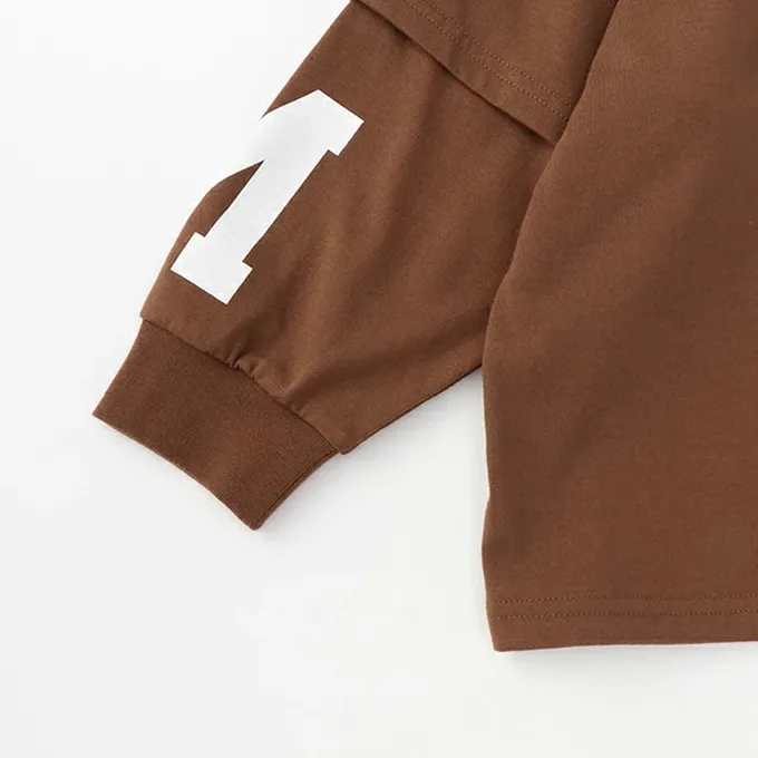 日本 b-ROOM - 正反兩穿 吸水速乾數字印花長袖上衣-灰