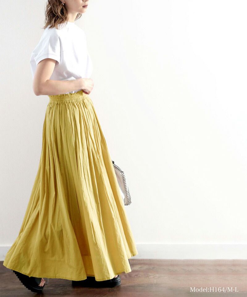 日本 Classical Elf - 100%棉 超修身垂墜感長裙-檸檬黃