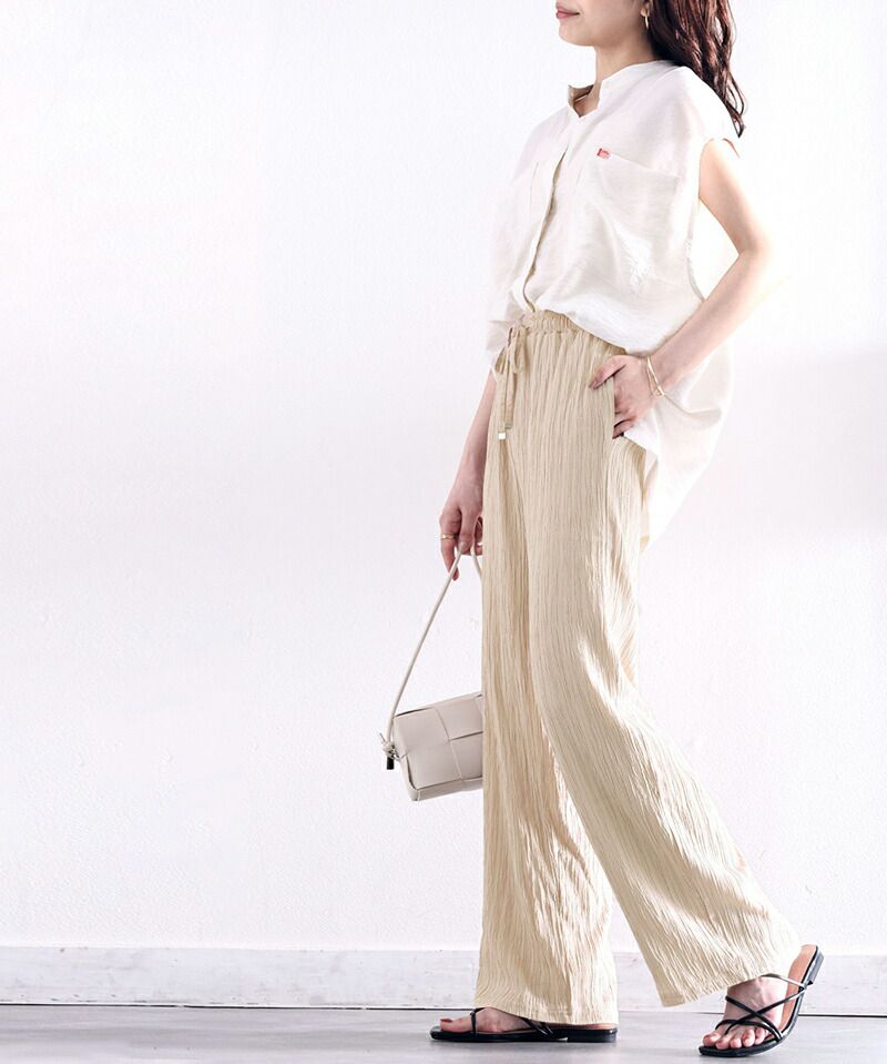 日本 Classical Elf - 浪漫光澤感垂墜感寬褲-黑