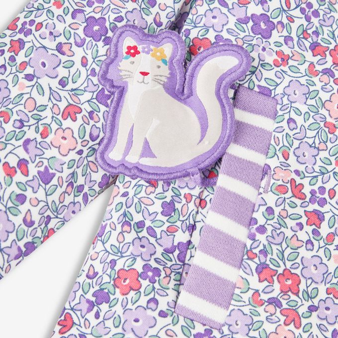 英國 JoJo Maman BeBe - 幼/兒童雙面穿100%純棉保暖連帽外套-薰衣草貓