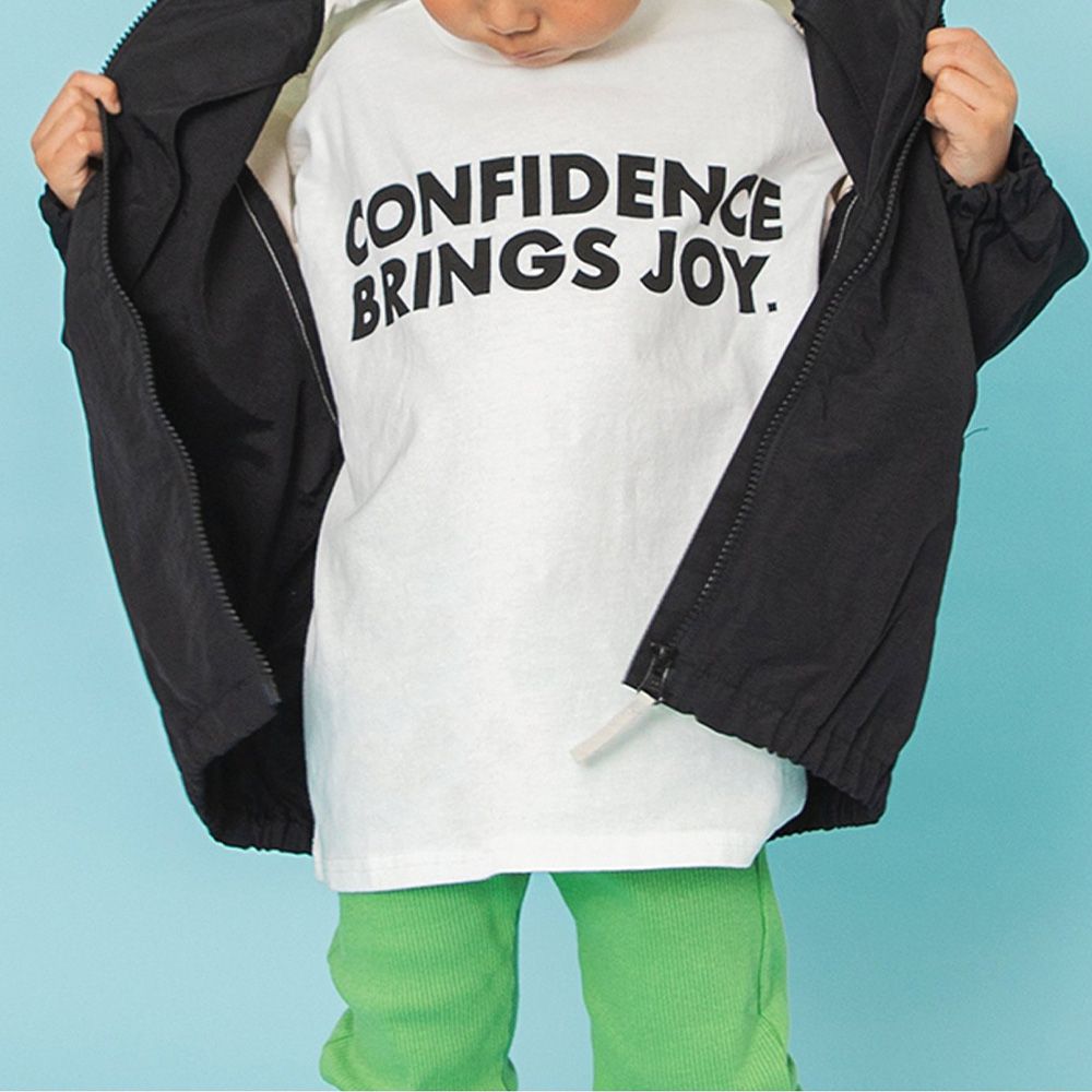 純棉正向英文標語長袖上衣-白