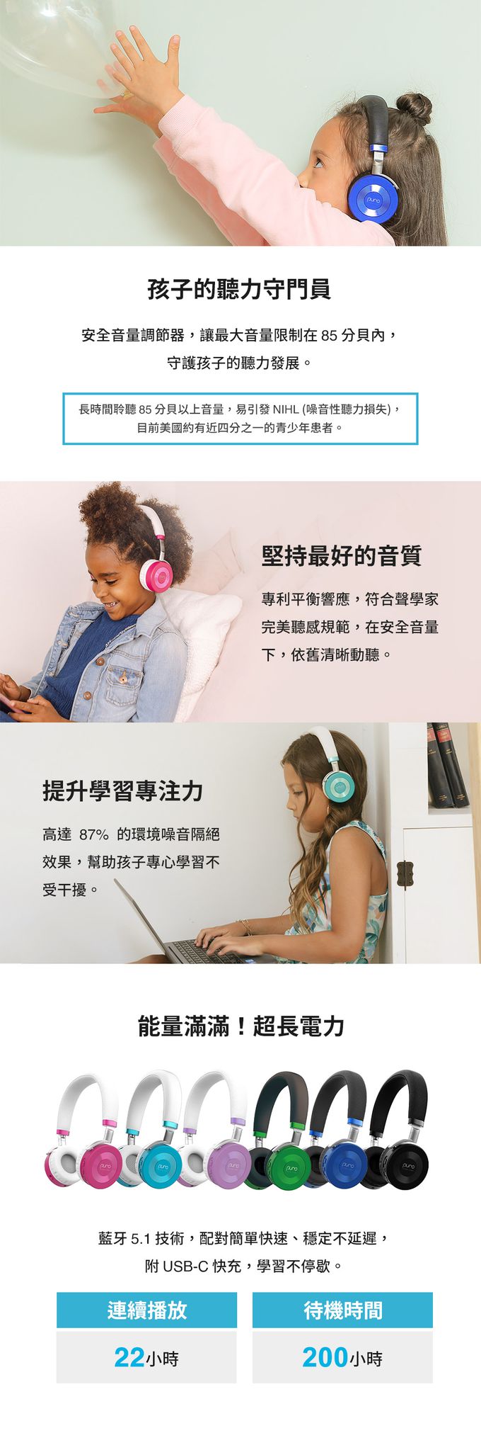 PURO SOUND LAB - Puro JuniorJams-Plus 無線兒童耳機-藍色-藍色