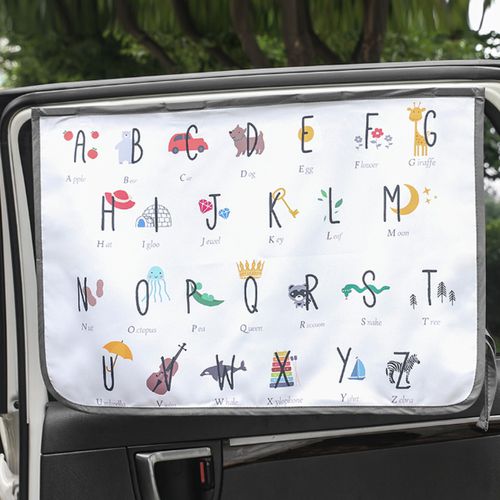 三層遮光磁鐵遮陽窗簾-童趣字母 (65*45cm)