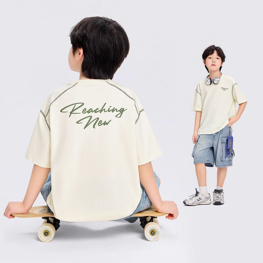 -3℃瞬間涼感短袖T-率性字母-雲霧綠