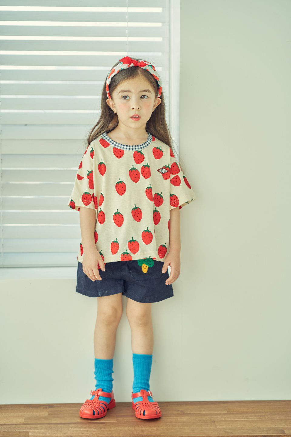 韓國 Mimico - 滿版甜心草莓T-象牙白
