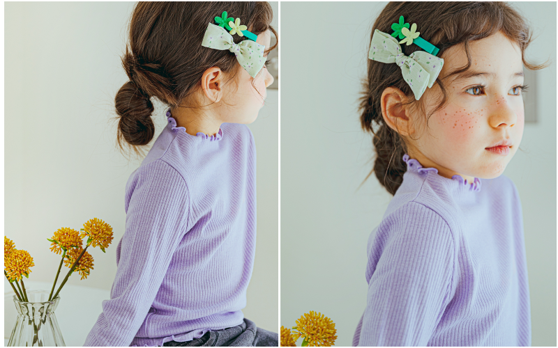 韓國 Cherry Bong Bong - 髮飾4入組-紗質蝴蝶結-蜜桃粉