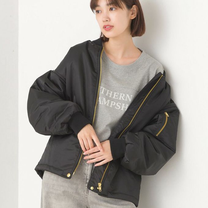 日本 OMNES - 輕量尼龍鋪棉保暖飛行外套-卡其