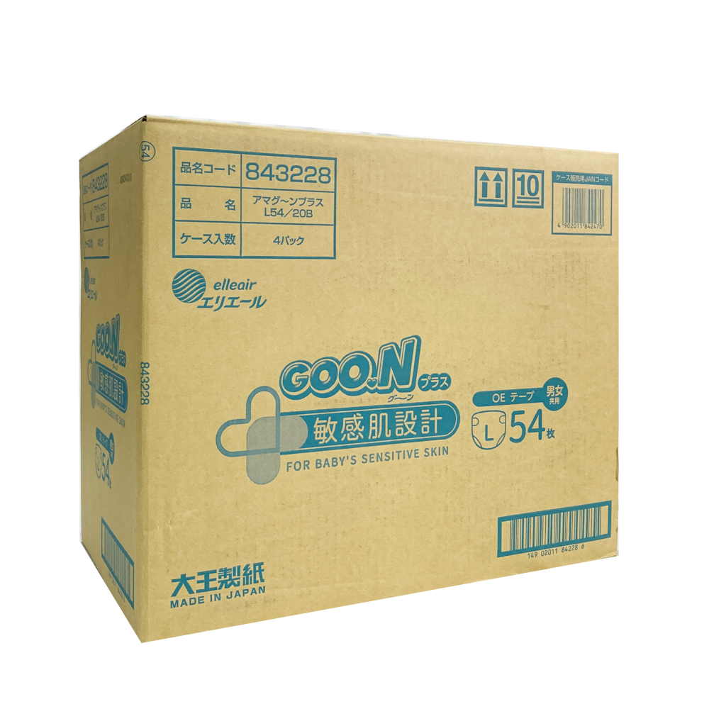 日本大王GOO.N - 敏感肌黏貼尿布-L(9~14kg）-54片x4包/箱 (日本原廠公司貨 平行輸入)