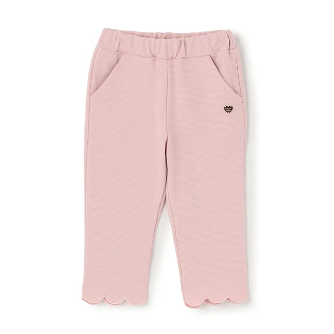 日本 Lycee mine - 下擺可愛貝殼彈力七分褲-黑