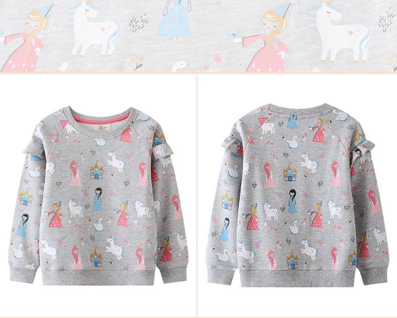 Jumping meters - 棉質圓領長袖上衣/大學T-公主的城堡-麻灰色