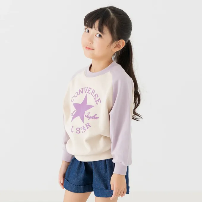 日本 Chil2 - CONVERSE聯名 縮口印花長袖上衣-鞋子-海軍藍