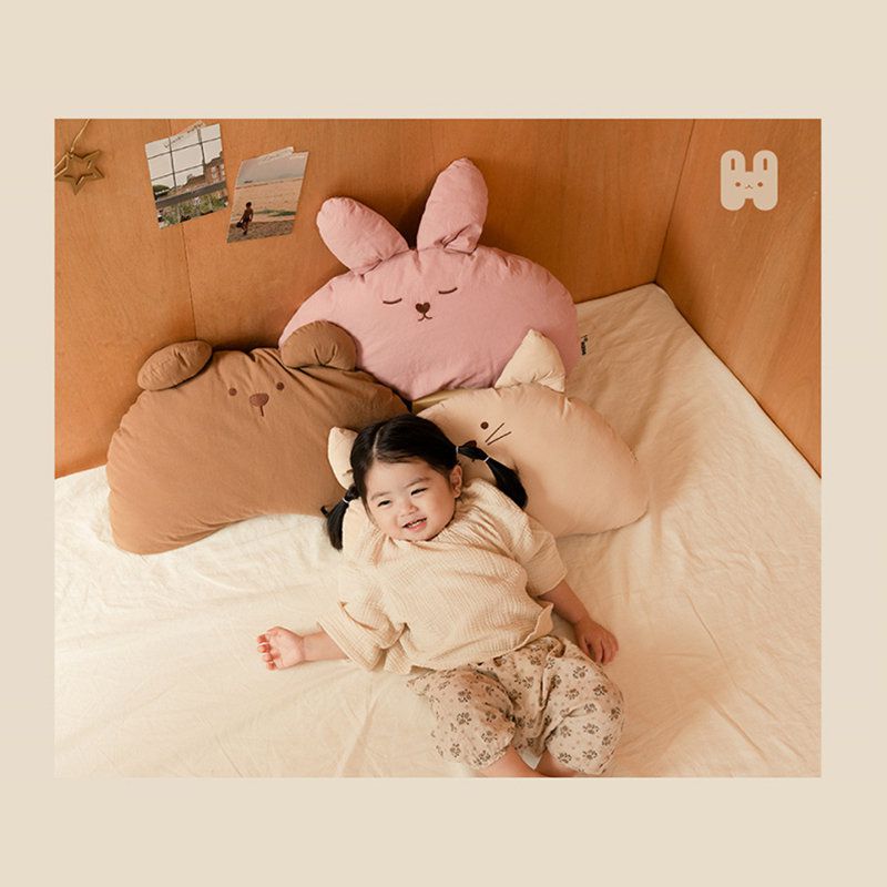 正韓Hello HiZoo - 純手工製動物造型純棉柔感兒童枕/防蟎枕/透氣枕/健康枕-Hi Cat貓貓