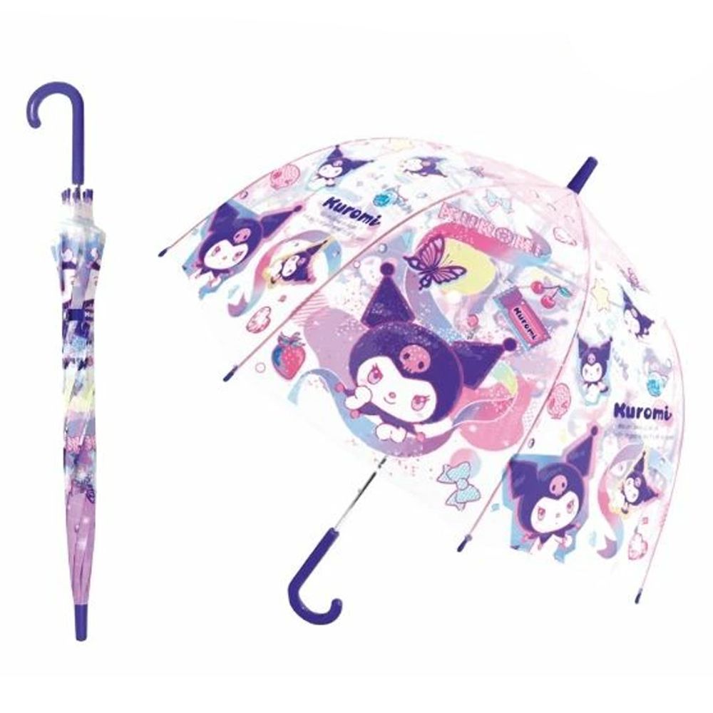 小孩最愛印花透明直傘-閃耀蝴蝶酷洛米-紫 (親骨55cm)