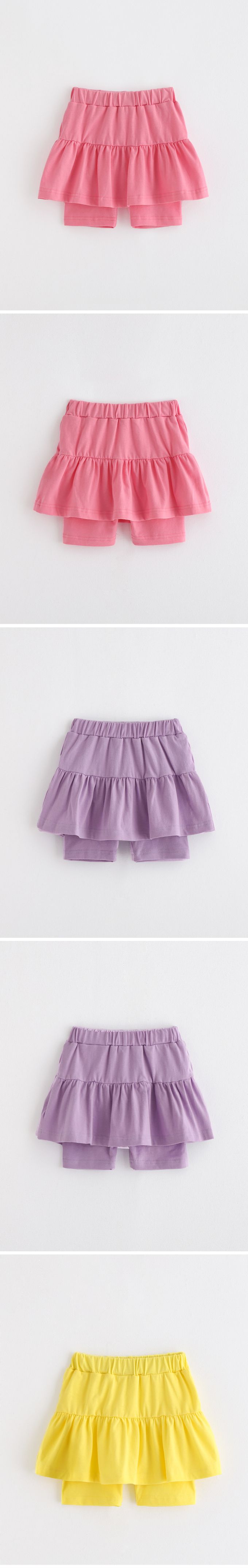 韓國 OZKIZ - 鬆緊腰層次蛋糕短褲裙-薰衣草紫