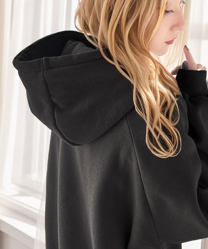 日本 Classical Elf - 簡約刺繡logo裏起毛帽T-煙燻粉