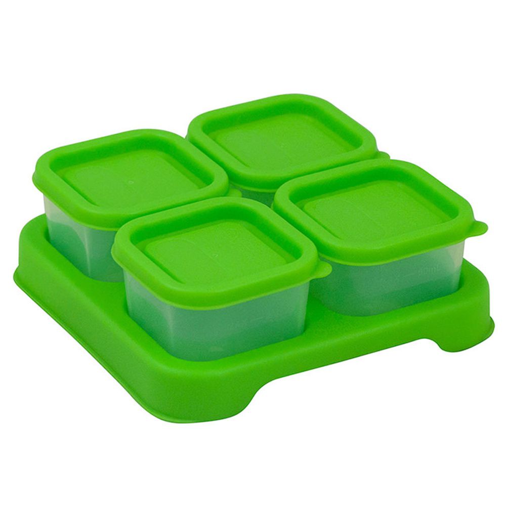 美國 green sprouts 小綠芽 - 小綠芽新鮮副食品4格分裝盒/儲存盒 (安全塑膠)-60ml-草綠