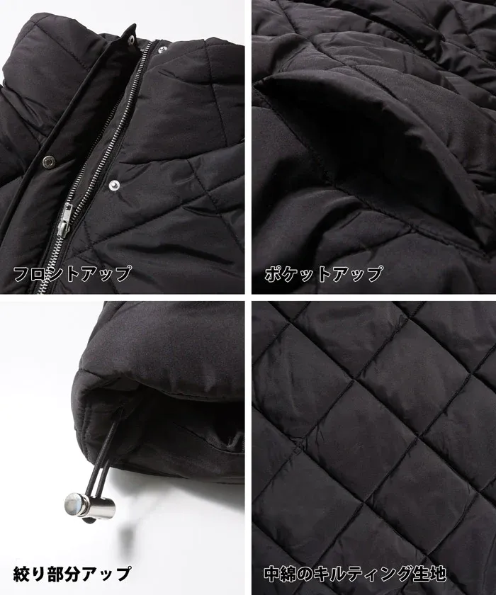 日本 COCA - 菱紋衍縫翻領鋪棉短版外套-氣質米