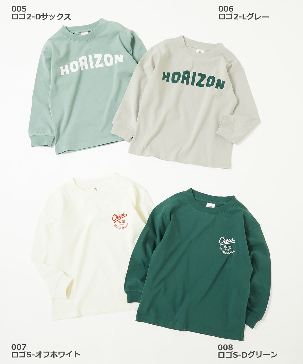 日本 devirock - 定番百搭印花長袖上衣-方塊英文-淺灰