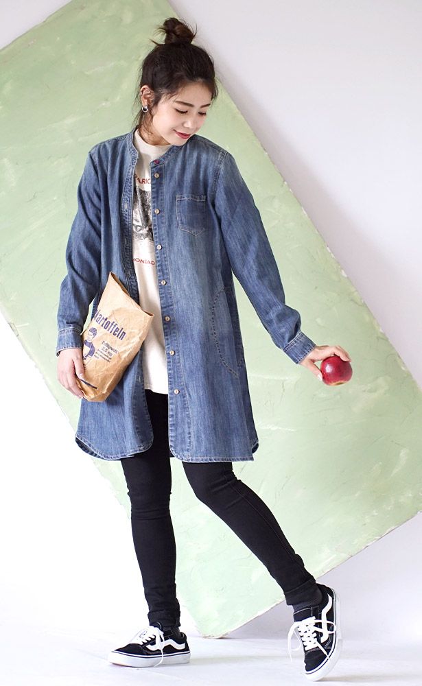 日本 zootie - 百搭經典圓領牛仔外套/襯衫-深藍