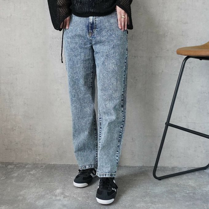 日本女裝代購 - 彈力修身高腰直筒丹寧褲(再生環保材質)-復古灰