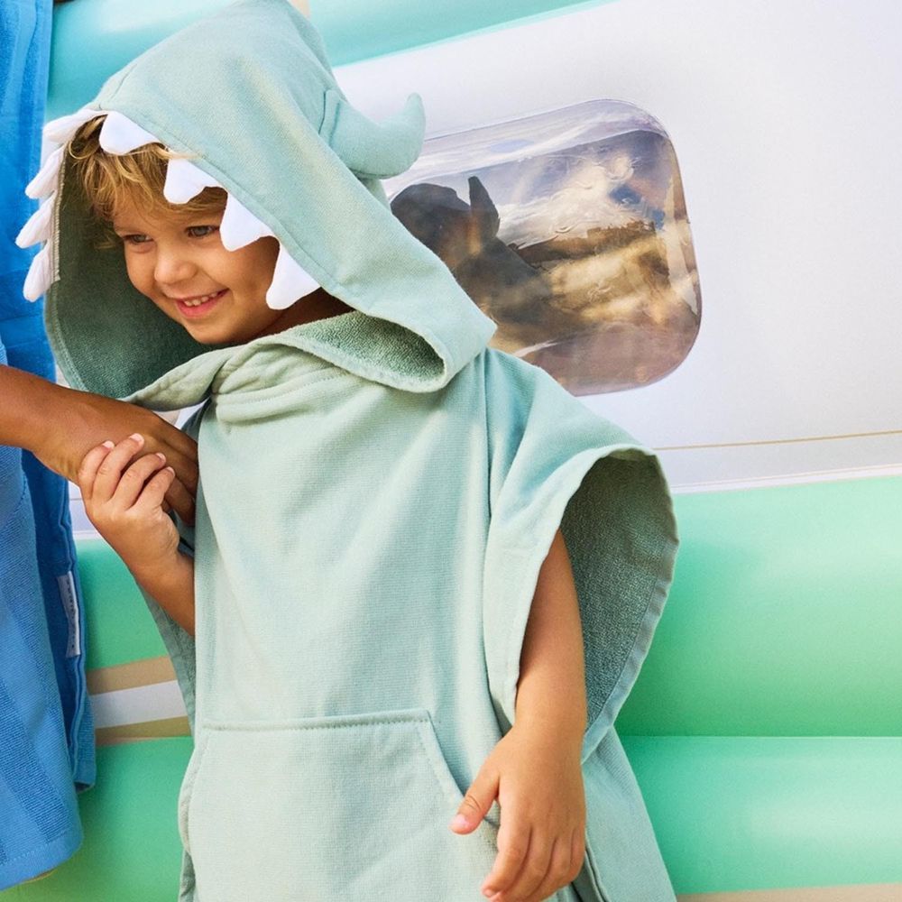 澳洲 Sunnylife - 兒童泳具-小怪獸連帽毛巾衣 (產品尺寸: 63 x 62 x 1 公分.3-6歲適用,材質:精梳棉)