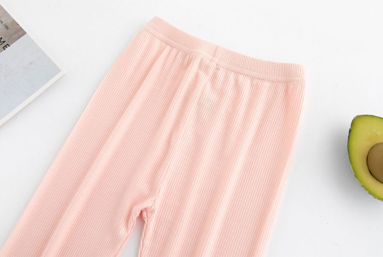 FANMOU - 莫代爾螺紋透氣七分內搭褲-扇貝蝴蝶結-灰色