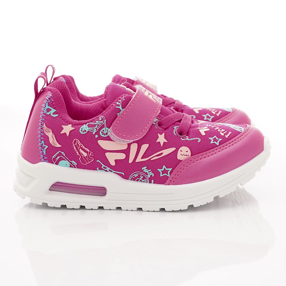 FILA - 半氣墊彈力印花運動鞋(中大童段)-桃