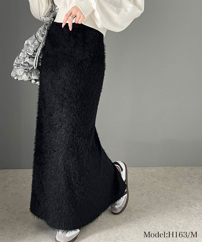 日本 Classical Elf - mily bilet 成熟感羽毛修身開叉長裙-黑