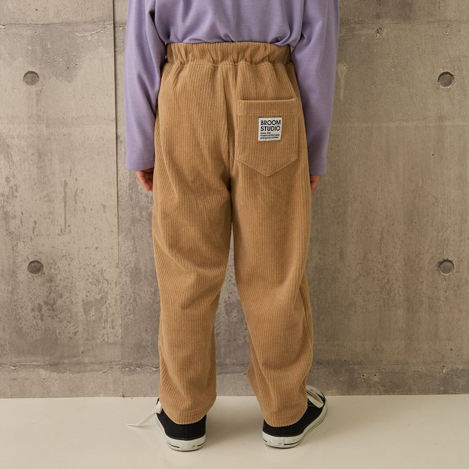 日本 b-ROOM - 柔軟寬鬆織燈芯絨長褲-黑