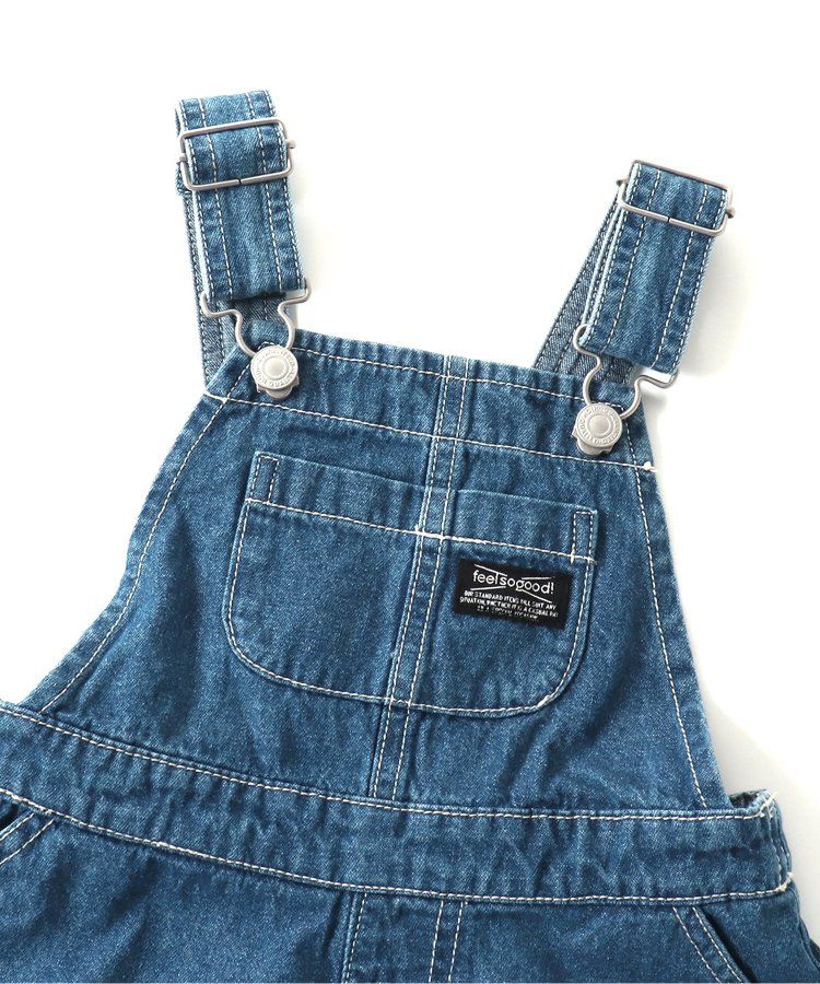 日本 BREEZE - 多口袋厚磅吊帶A字牛仔裙-海軍藍