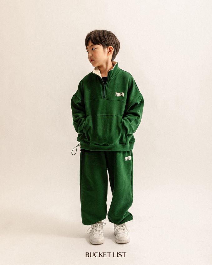 韓國 BUCKET LIST - 1960拉鏈領運動大學T-燕麥