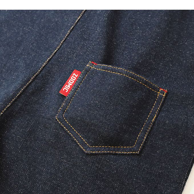 日本 ZOOLAND - 胸前大口袋舒適好穿吊帶褲-格紋內襯-海軍藍