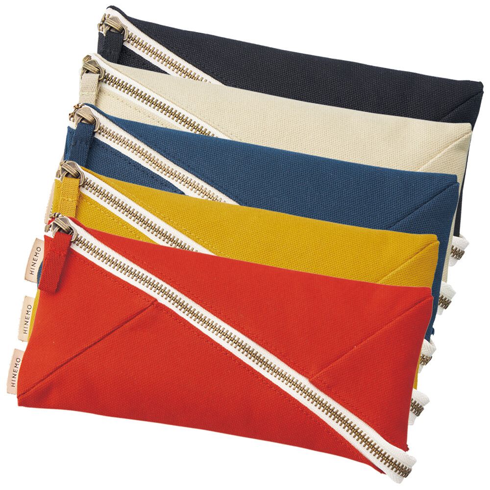 日本文具 LIHIT - 日本國產帆布斜開平攤筆袋/鉛筆盒-杏 (L)