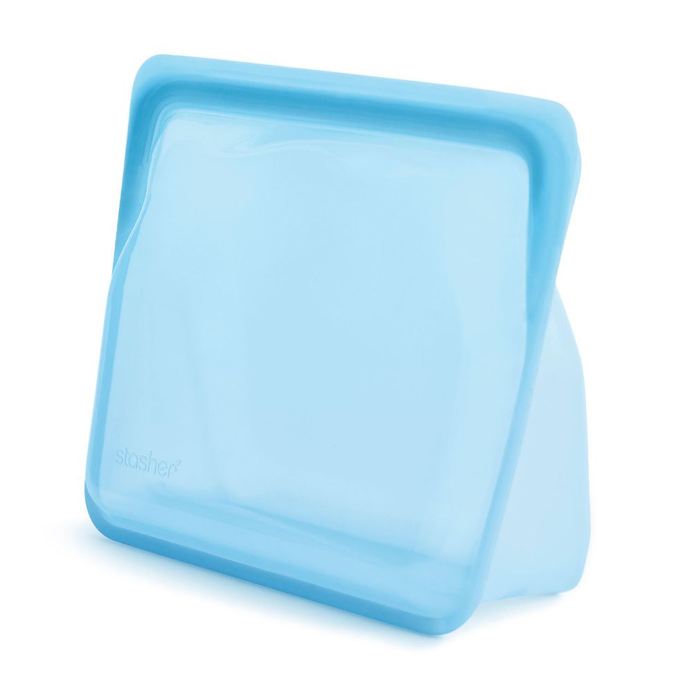 美國 Stasher - 食品級白金矽膠密封食物袋-站站型-藍 (1656ml)