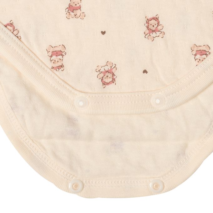 akachan honpo - 長袖套頭包屁衣2件組-蓬鬆棉 兔子-粉紅色