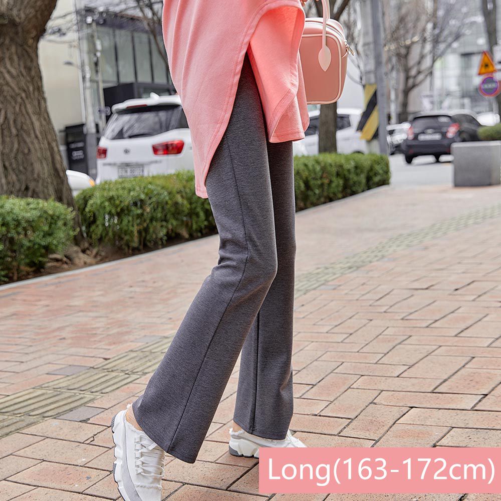 韓國女裝連線 - 高腰包覆舒適彈力美腿褲-Long(163-172cm適穿)-深灰