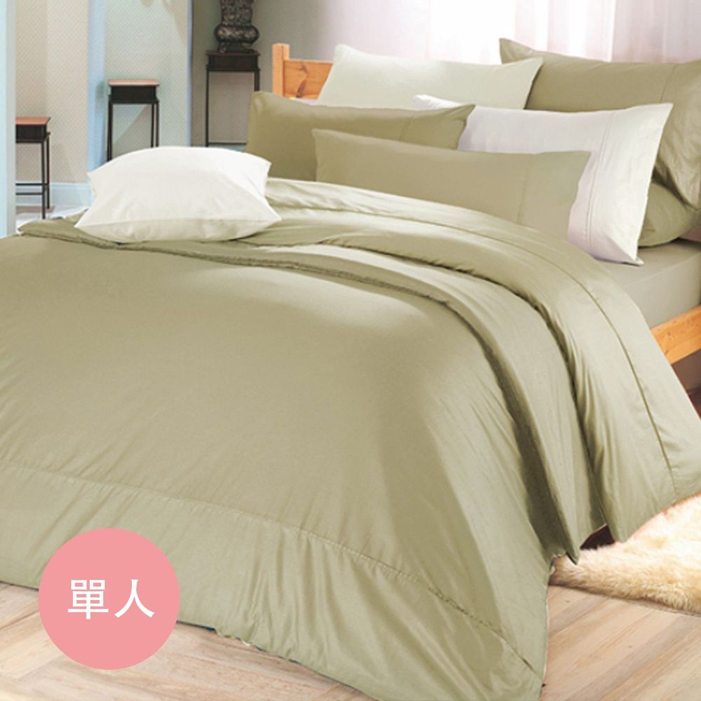 澳洲 Simple Living - 300織台灣製純棉床包枕套組-質感灰綠-單人