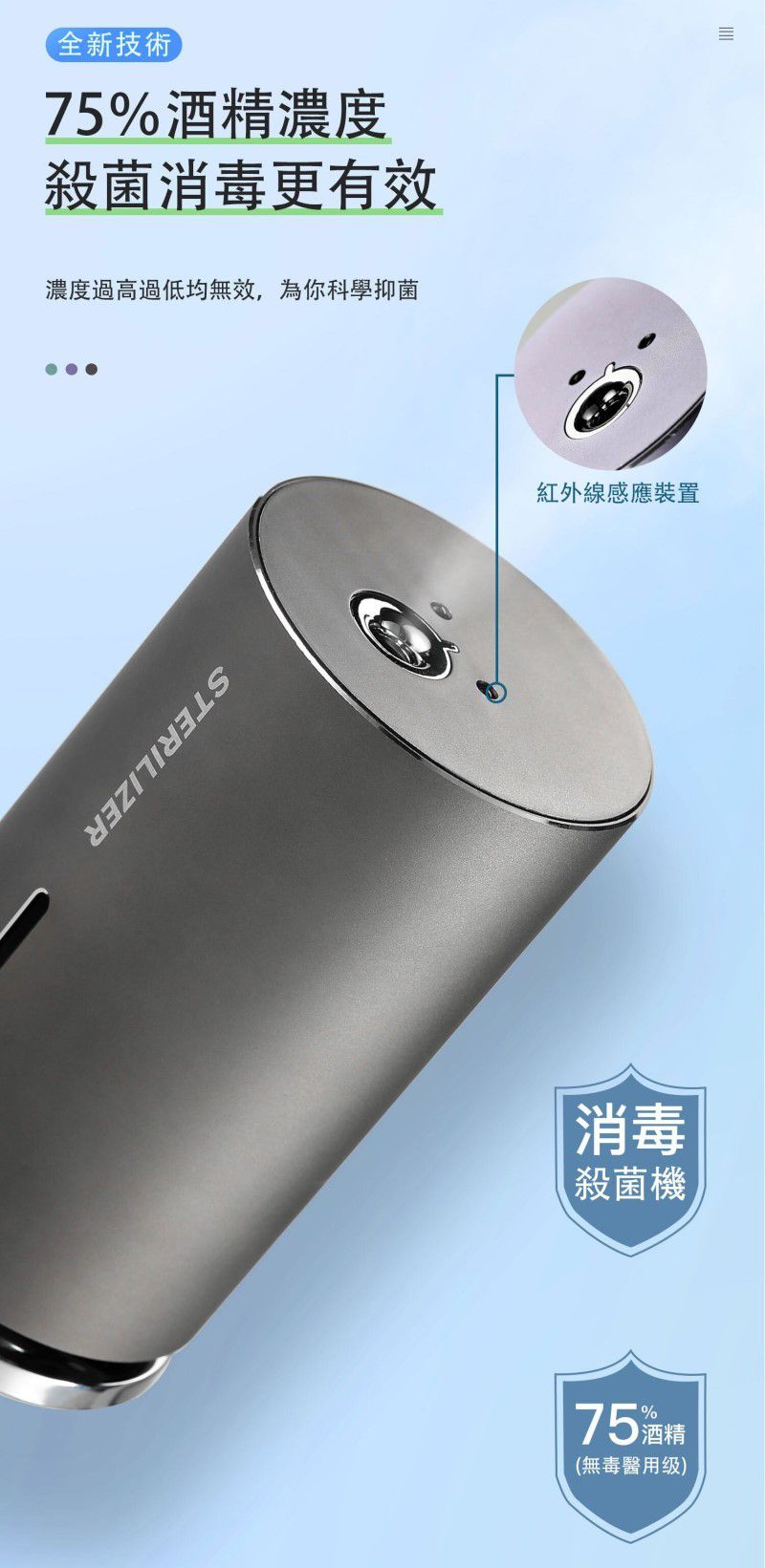 LIBERTY 利百代 - 三合一消毒噴霧機/酒精霧化器/紅外線感應式噴霧-LY-N8-紫色-150ml/230g